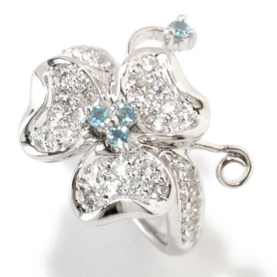 SS WHITE TOPAZ CLOVER WITH BLU TOPAZ