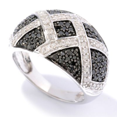 SS 1CTW BLACK & WHITE DIAMOND CRISS CROSS RING