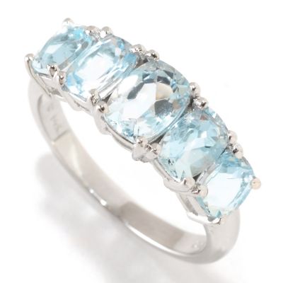 14K WG AQUAMARINE 5 STONE RING