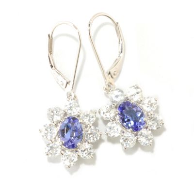 SS TANZANITE & WHITE ZICRON STAR EARRINGS