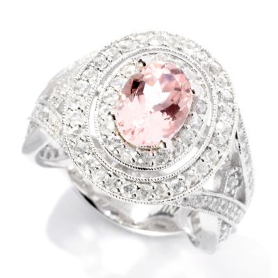 SS OVAL PINK MORGANITE RING W/ ZICRON