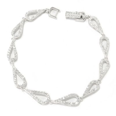 BLTA SS/PLAT ROUND CUT TEAR DROP SHAPE LINE BRACELET