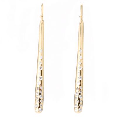 126-419 - Sonia Bitton for Brilliante&reg; 1.02 DEW Round Cut Burnished Set Long Drop Earrings