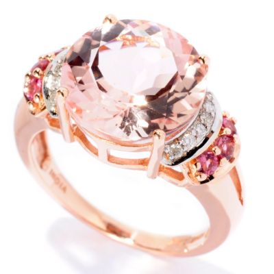14K RG MORGANITE CIRCLE RING W/ Pink Tourmaline ACCENTS