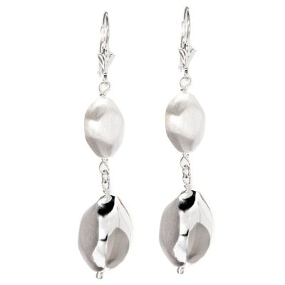 SEMPRESILVER POLISHED AND SATIN NUGGET DANGLE EARRINGS