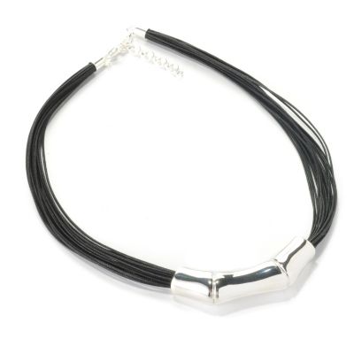 SEMPRESILVER 18" + 2" EXT BLACK MULTI CORD NECKLACE W/SLIDE