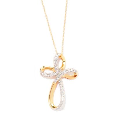 14K YG 1/3ct DIAMOND CROSS PENDANT