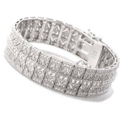 CL SS/PLAT ROUND CUT MILGRAIN LINE BRACELET