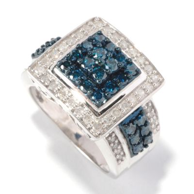 SS 1.25 CTW BLUE & WHITE DIAMOND CUTE RING