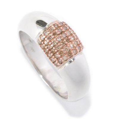 126-469 - Diamond Treasures Sterling Silver 0.20ctw Pave Diamond Band Ring