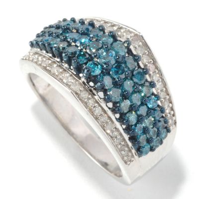 SS 1.3CTW BLUE & WHITE DIAMOND RING