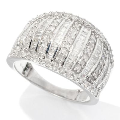 126-486 - Diamond Treasures Sterling Silver 1.00ctw Round & Baguette Diamond Ring 