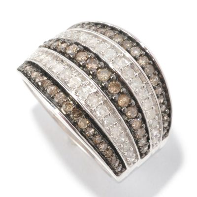 SS 1CTW CHAMPAGNE & WHITE DIAMOND WIDE BAND RING