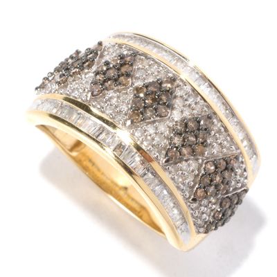 126-495 - Diamond Treasures 14K Gold 1.00ctw Champagne & White Diamond Wide Band Ring 