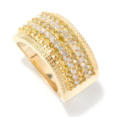 126-496 - Diamond Treasures 14K Gold 1.00ctw Yellow & White Diamond Wide Band Ring