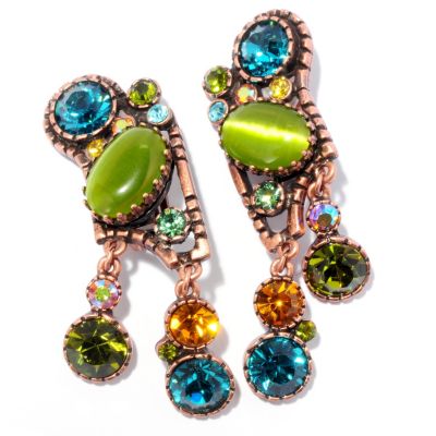 GOLDTONE BLUE-GREEN-YELLOW EARRINGS