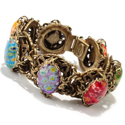 GOLDTONE CANDY GLASS LINK BRACELET