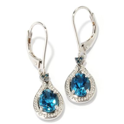 SS/PLAT EAR LONDON BLUE TOPAZ & BLUE DIA