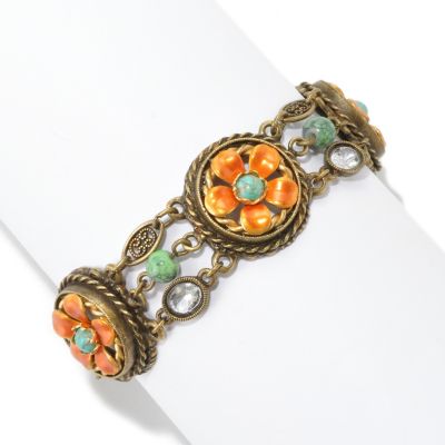 GOLDTONE ORANGE FLOWER BRACELET