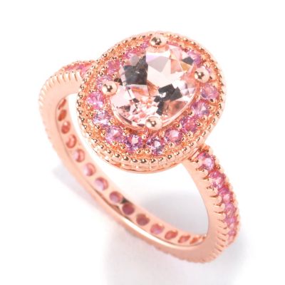 SS/18K ROSE VERMEIL RING 8X6MM MORGANITE & PINK SAPH ETERNITY