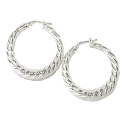 126-583 - SempreSilver&trade; Electroform Graduated Twist Hoop Earrings