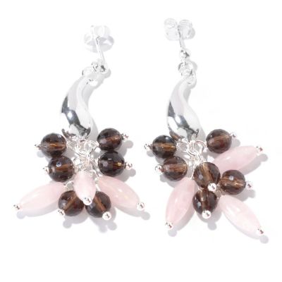 126-584 - SempreSilver&trade; Multi Gemstone Polished Electroform Dangle Earrings