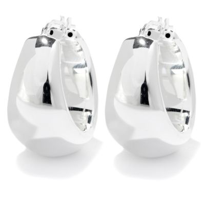 126-586 - SempreSilver&trade; Electroform Wide Polished Hoop Earrings 