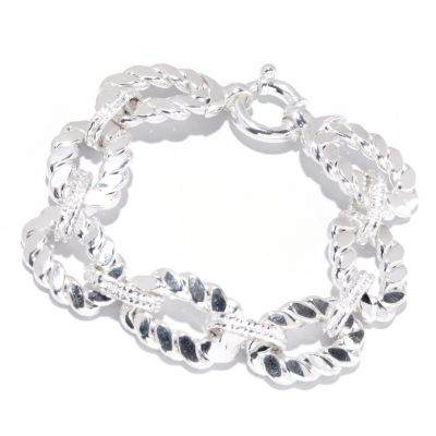 SEMPRESILVER 7" FLAT ROPE & D/C OVAL LINK BRACELET