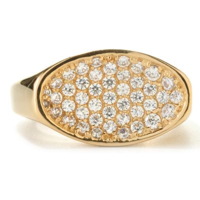 DESORO SS/18K GP PAVE OVAL CONCAVE RING