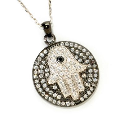 126-596 - Sonia Bitton for Brilliante&reg; 1.03 DEW Two-Tone Hamsa Pendant w/ 18” Chain