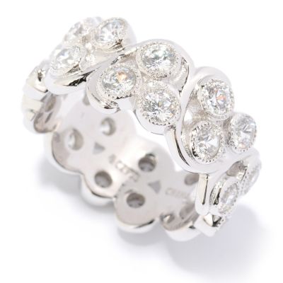 BLTA SS/PLAT BEZEL SET ROUND MILGRAIN ETERNITY BAND RING