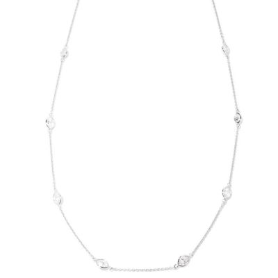 BLTA SS/PLAT BEZEL SET MARQUISE CUT STATION NECKLACE 36"