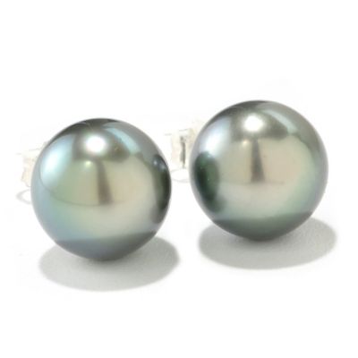 126-634 - Sterling Silver 9-10mm Semi-Round Cultured Pearl Stud Earrings
