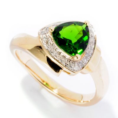 14K YG TRILLION CHROME DIOP WITH DIAMOND RING