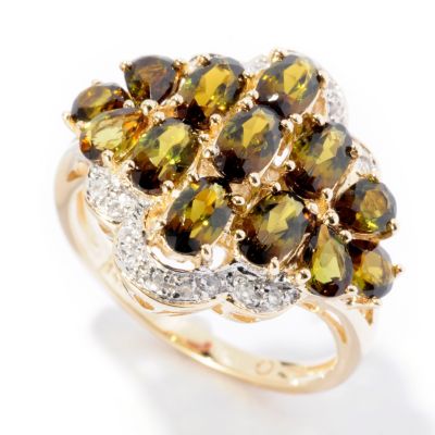 14K YG VERDE TOURMALINE MULTI STONE RING