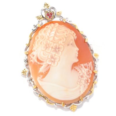 SS/PALL PEND 50mm ITALIAN-CARVED PORTRAIT SHELL CAMEO PIN/ENHANCER