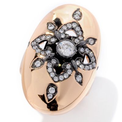 SB SS/TWO TONE ROUND CUT OVAL SHAPE POLISHED FLOWER RING