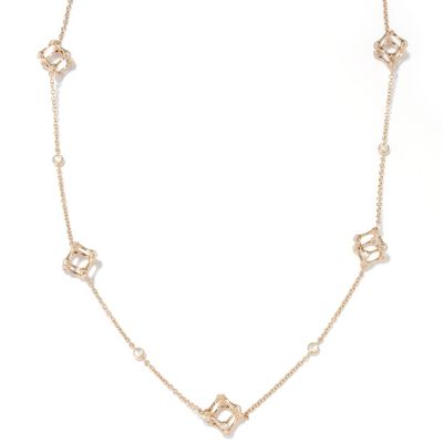 SB SS/18K YGP 24" ROUND CUT CUBE STATION NECKLACE