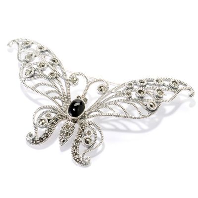 SS BUTTERFLY PIN MARCASITE