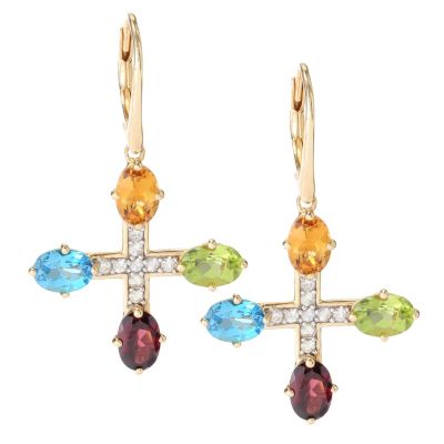 SS/P EAR MULTI GEMSTONE & WHITE SAPH