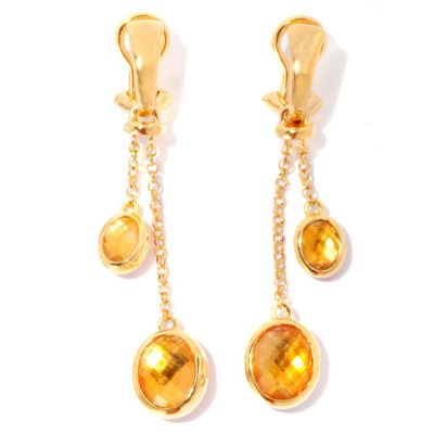 SS/18KV EAR CARNELIAN & CITRINE DANGLE