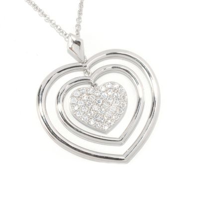126-684 - Sonia Bitton for Brilliante&reg; 1.17 DEW Pave Set Heart Pendant w/ 18” Chain