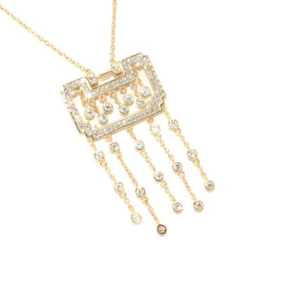 SB SS/CHOICE ROUND CUT BEZEL SET GEOMETRIC DANGLE NECKLACE