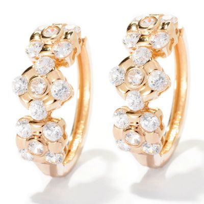 SB SS/CHOICE ROUND CUT TENSION & BEZEL SET STATION HOOP EARRINGS