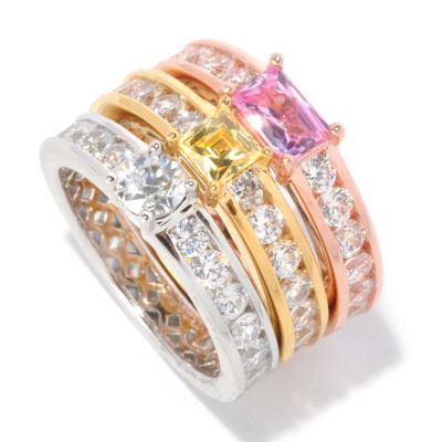 126-708 - TYCOON for Brilliante&reg; Tri-Color 5.23 DEW Set of Three Band Rings 