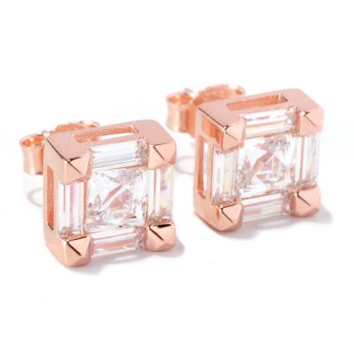 126-712 - TYCOON for Brilliante&reg; 2.74 DEW Square & Baguette Cut Stud Earrings