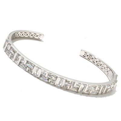 TYCOON SS/PLAT SQUARE AND RECTANGULAR CUT HINGED CUFF BRACELET