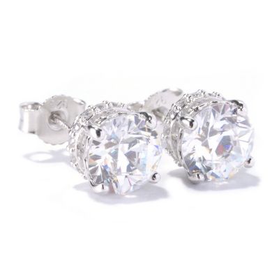 TYCOON SS/PLAT ROUNDTYCOON CUT STUD EARRINGS W/ PAVE ROUNDS