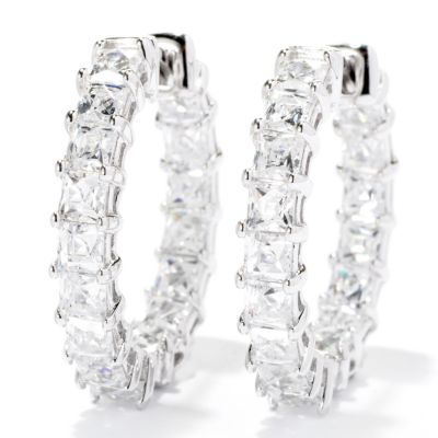 TYCOON SS/PLAT SQUARE TYCOON CUT HOOP EARRINGS
