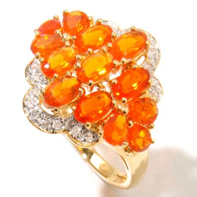 SS/P RING EXOTIC GEM & WHT ZIRCON TIERED CLUSTER BAND